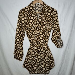 COCO & tashi Ladies Patterned Long Sleeve Button Front Blouse Size Medium